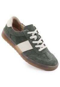 Skórzane półbuty damskie sportowe khaki Filippo DP6770. Kolor: brązowy. Materiał: skóra. Styl: sportowy
