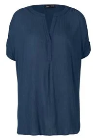 Shirt tunikowy z krepy bonprix ciemnoniebieski. Kolor: niebieski #1