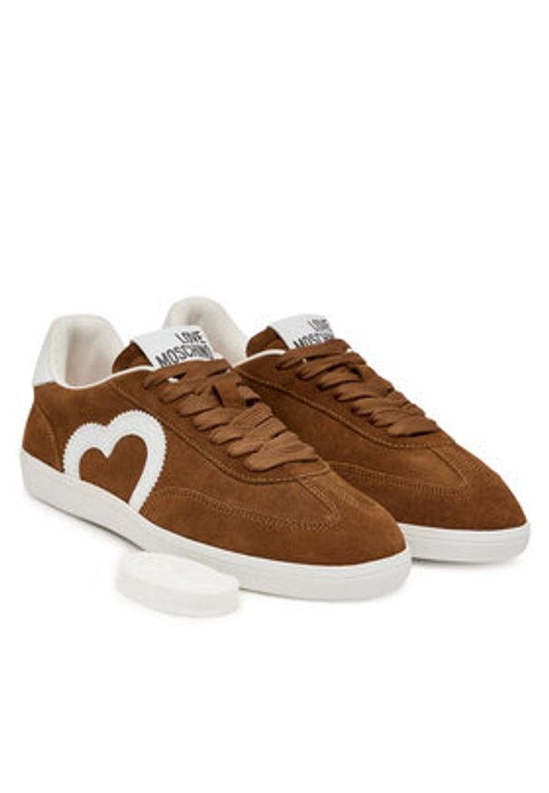 Love Moschino - LOVE MOSCHINO Sneakersy JA15112G1NIG021041 Brązowy. Kolor: brązowy. Materiał: skóra