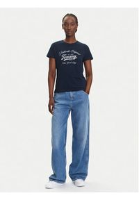 Tommy Jeans T-Shirt Essential DW0DW21404 Granatowy Regular Fit. Kolor: niebieski. Materiał: bawełna