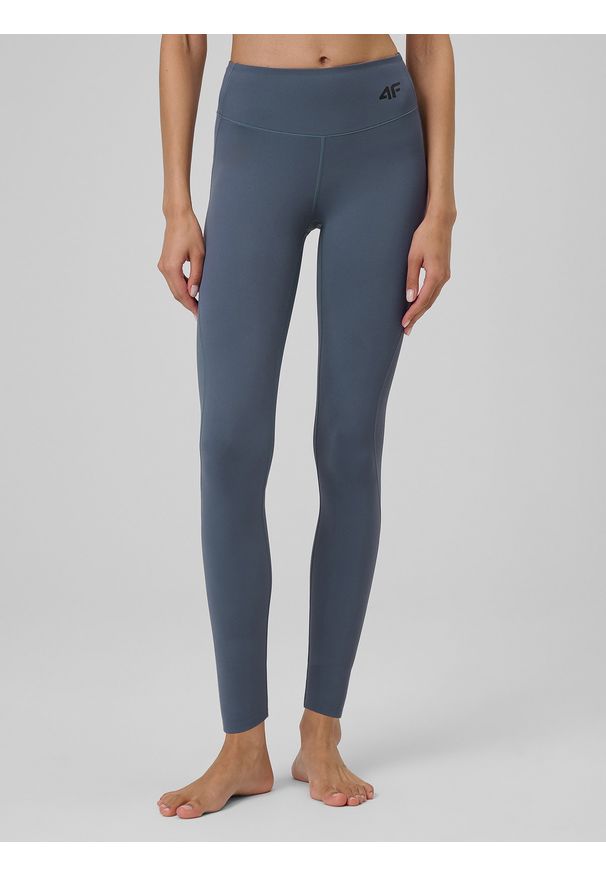 4f - 4F Legginsy do jogi szybkoschnące damskie - fioletowe XL. Stan: podwyższony. Kolor: fioletowy. Materiał: włókno. Długość: długie. Sport: joga i pilates