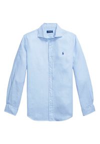 Polo Ralph Lauren Koszula 710968915008 Błękitny Slim Fit. Typ kołnierza: polo. Kolor: niebieski. Materiał: len