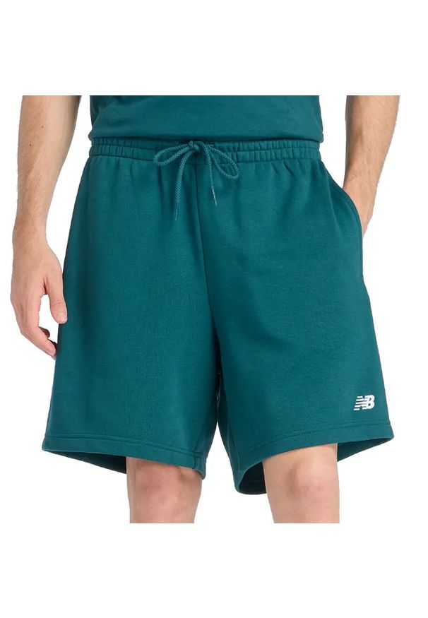 Spodenki męskie New Balance MS41520AAV - zielone. Kolor: zielony. Materiał: bawełna, dresówka, poliester