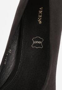 Born2be - Czarne Czółenka Vices na Stożkowym Obcasie ze Skórzaną Wkładką Erani. Okazja: na spotkanie biznesowe. Kolor: czarny. Materiał: skóra. Obcas: na obcasie. Styl: biznesowy, elegancki, klasyczny. Wysokość obcasa: średni #7