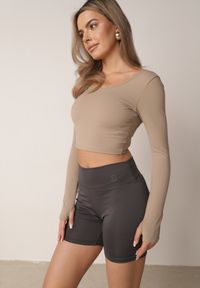 Born2be - Ciemnoszare Szorty Sportowe o Fasonie Kolarek Dill. Okazja: na co dzień. Kolor: szary. Wzór: gładki. Styl: sportowy #1