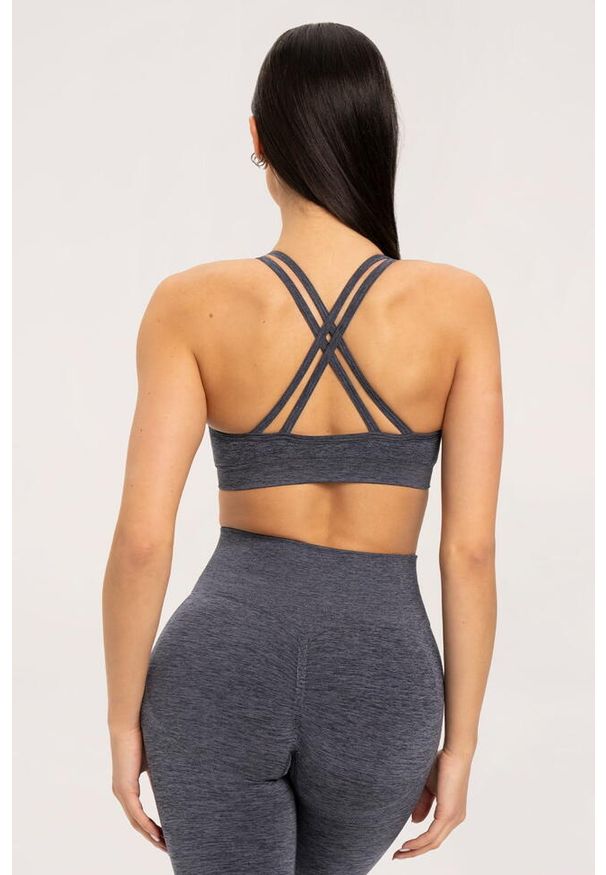 GYM GLAMOUR - Stanik fitness cardio damski Gym Glamour seamless. Kolor: szary. Sport: fitness
