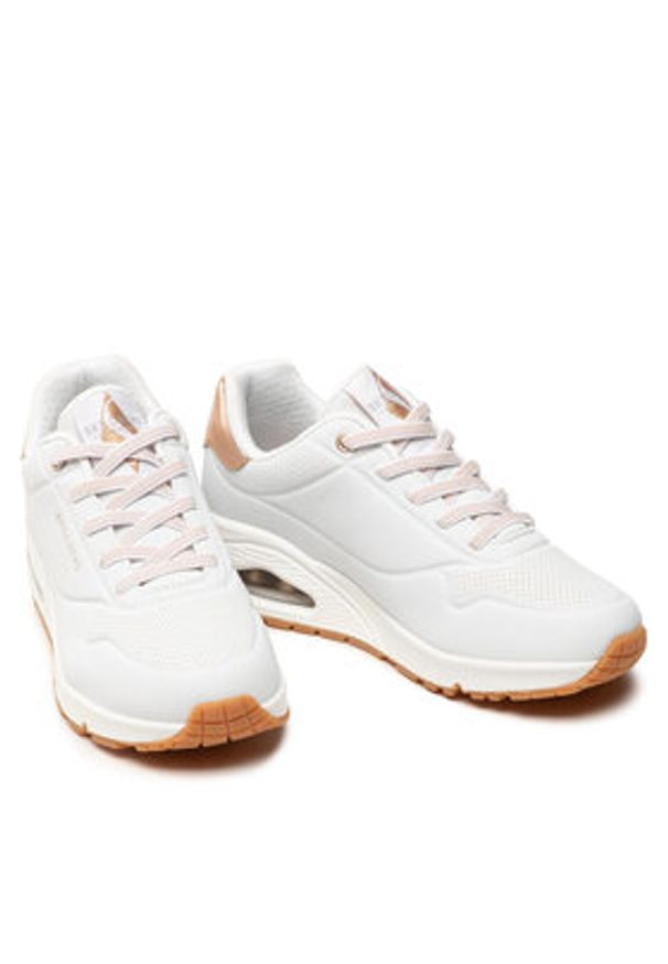skechers - Skechers Sneakersy Uno Shimmer Away 155196/WHT Biały. Kolor: biały. Materiał: skóra
