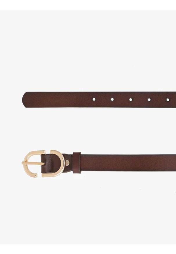 Ryłko - Brązowy pasek ze skóry licowej. Kolor: brązowy. Materiał: skóra