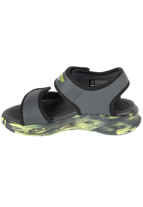 skechers - Sandały chłopięce, S-Lights: Sola Glow Sandal - Fusion Brights. Kolor: szary