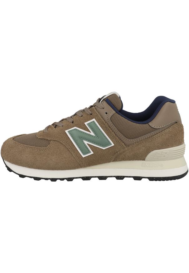 Buty do chodzenia męskie New Balance U574SBB. Zapięcie: sznurówki. Kolor: brązowy. Materiał: skóra, tkanina, materiał. Szerokość cholewki: normalna. Model: New Balance 574. Sport: turystyka piesza