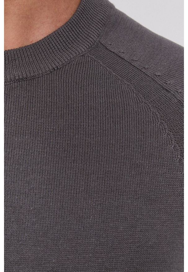 !SOLID - Sweter. Okazja: na co dzień. Kolor: szary. Materiał: bawełna, dzianina. Długość rękawa: raglanowy rękaw. Styl: casual