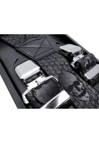 Modini - Ciemne szelki do spodni - czaszki na tle łańcucha SZ125. Materiał: skóra, guma #1