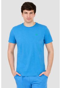 La Martina - LA MARTINA Błękitny męski t-shirt z małym logo, Rozmiar L. Kolor: niebieski #1