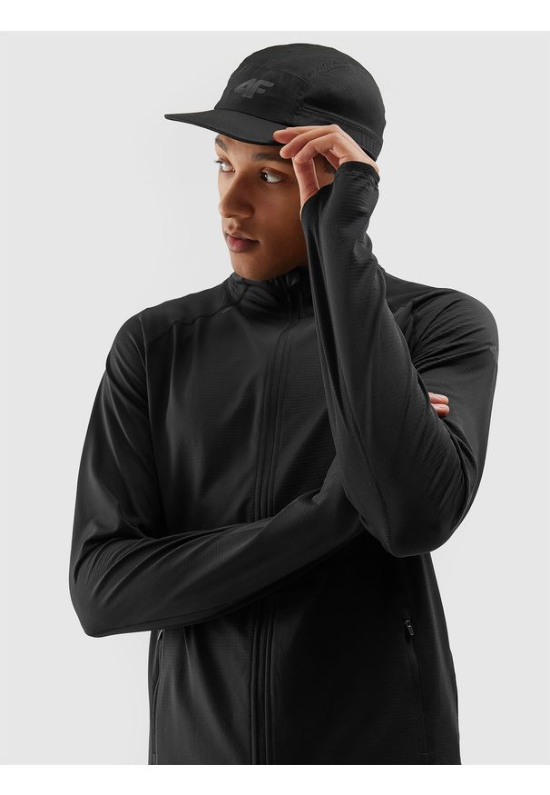 4f - 4F Czapka do biegania uniseks - czarna L/XL. Kolor: czarny. Materiał: włókno, syntetyk, materiał. Styl: sportowy