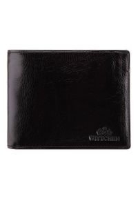 Wittchen - Męski portfel ze skóry z rozkładanym panelem czarny. Kolor: czarny. Materiał: skóra