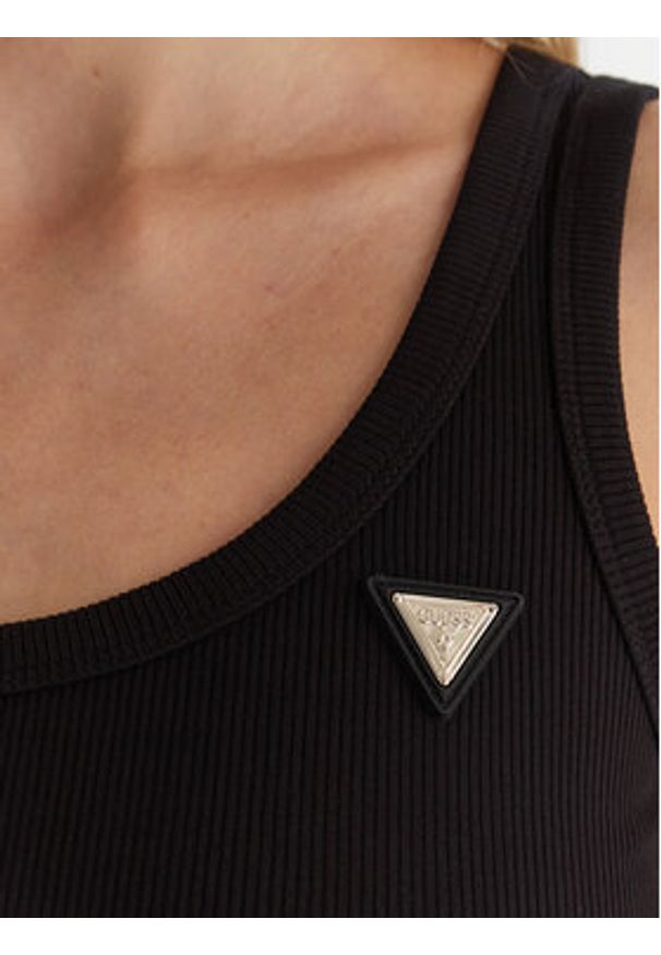 Guess Top Colette V4YP06 K8RT2 Czarny Slim Fit. Kolor: czarny. Materiał: wiskoza