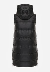 Renee - Czarna Długa Kamizelka z Pikowaniem i Obustronnym Suwakiem Wetessa. Kolor: czarny. Długość: długie #4