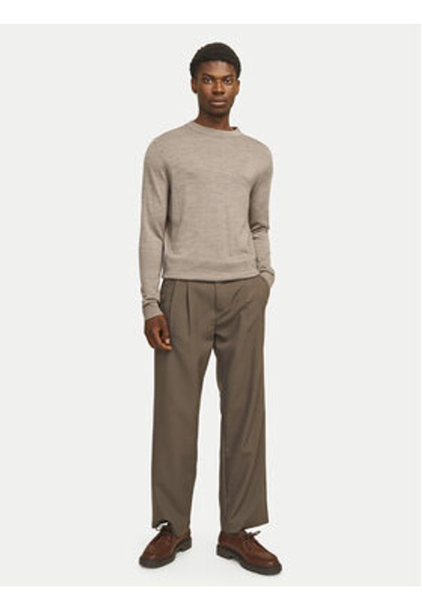 Jack & Jones Sweter Merino 12216817 Szary Regular Fit. Kolor: szary. Materiał: wełna
