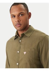 Guess Koszula F6GH06 WG3L0 Zielony Regular Fit. Kolor: zielony. Materiał: len #5
