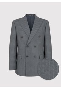 Pako Lorente - PAKO LORENTE – Szara marynarka garniturowa w prążek. Kolor: szary. Materiał: poliester, wiskoza. Wzór: prążki #7