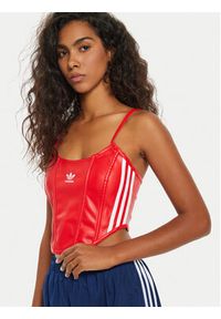 Adidas - adidas Top Firebird Pleather Corset IW8462 Czerwony Slim Fit. Kolor: czerwony. Materiał: skóra #5