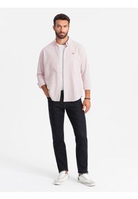 Ombre Clothing - Klasyczne męskie spodnie jeansowe REGULAR FIT – czarne V2. Okazja: na co dzień. Kolor: czarny. Materiał: jeans. Wzór: aplikacja. Sezon: lato. Styl: klasyczny #7