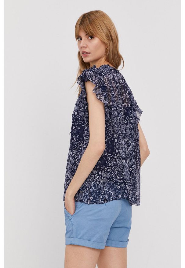 Pepe Jeans - Bluzka Letizias. Kolor: niebieski. Materiał: tkanina. Długość rękawa: na ramiączkach