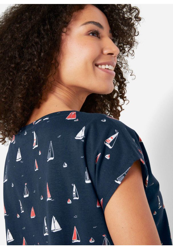 bonprix - Swobodny shirt, krótki rękaw. Kolor: niebieski. Długość rękawa: krótki rękaw. Długość: krótkie