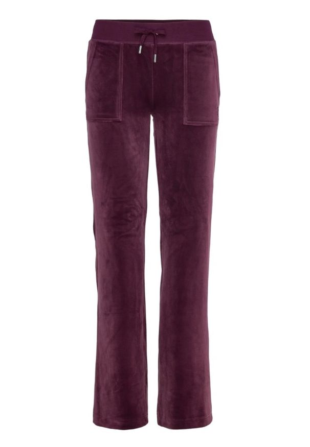 Juicy Couture - JUICY COUTURE Śliwkowe damskie spodnie welurowe Del Ray Pocket Pant, Rozmiar XS. Kolor: fioletowy. Materiał: welur
