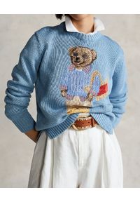 Ralph Lauren - RALPH LAUREN - Niebieski sweter z misiem. Typ kołnierza: polo. Kolor: niebieski. Materiał: materiał. Długość rękawa: długi rękaw. Długość: długie #3