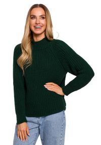MOE - Klasyczny Sweter z Półgolfem - Zielony. Kolor: zielony. Materiał: poliamid, akryl. Styl: klasyczny
