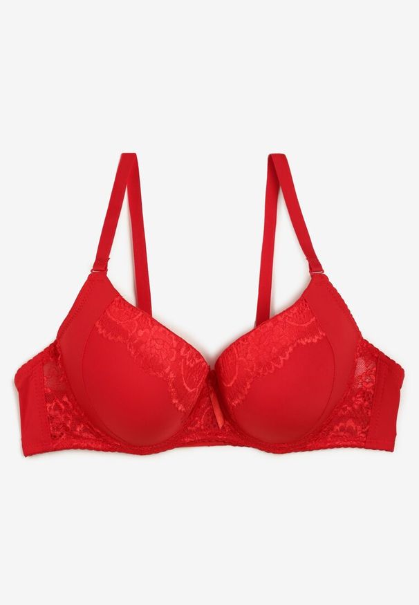 Renee - Czerwony Push-Up Biustonosz Ozdobiony Koronką Weriolla. Kolor: czerwony. Materiał: koronka. Rodzaj stanika: push-up. Wzór: koronka, aplikacja