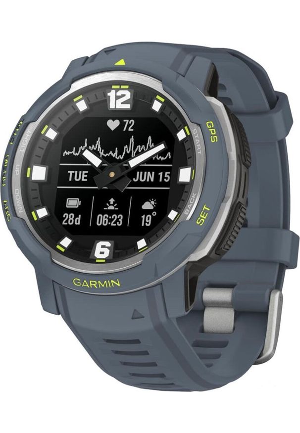 GARMIN - Zegarek sportowy Garmin Instinct Crossover Granatowy (010-02730-04). Kolor: niebieski. Styl: sportowy