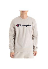 Bluza Champion Crewneck Icons 220254-ES057 - beżowa. Kolor: beżowy. Materiał: tkanina, poliester, bawełna. Wzór: napisy. Styl: klasyczny