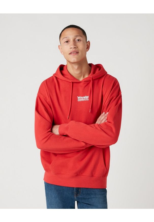 Wrangler - MĘSKA BLUZA WRANGLER HOODIE ROCOCCO RED W6E1HAXA4