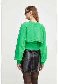 Karl Lagerfeld bluza damska kolor zielony gładka. Kolor: zielony. Materiał: bawełna, poliester. Długość rękawa: raglanowy rękaw. Wzór: gładki. Styl: klasyczny #8