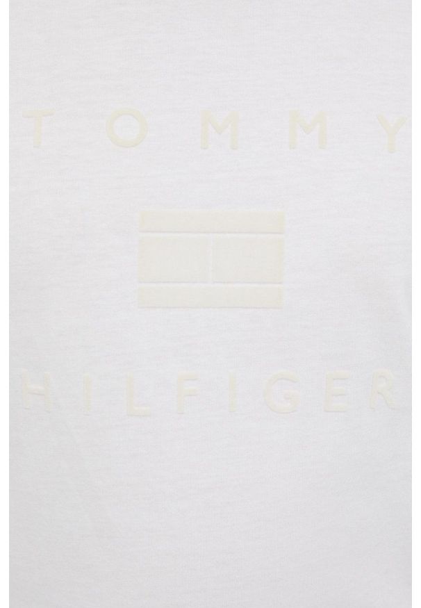 TOMMY HILFIGER - Tommy Hilfiger - T-shirt bawełniany. Okazja: na co dzień. Kolor: beżowy. Materiał: bawełna. Styl: casual