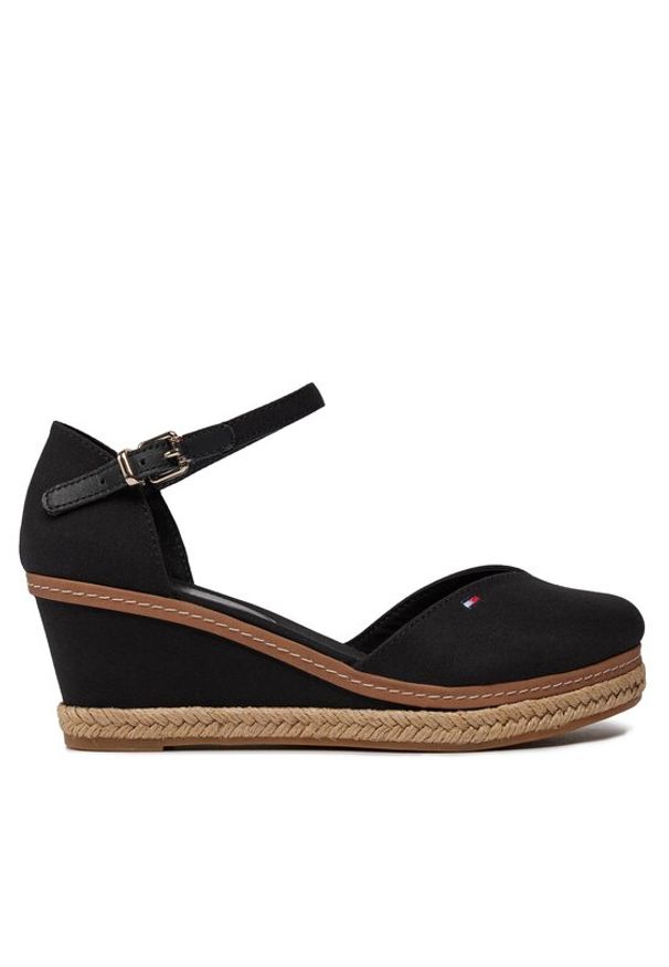 TOMMY HILFIGER - Tommy Hilfiger Espadryle Basic Close Toe Mid Wedge FW0FW04787 Czarny. Kolor: czarny. Materiał: materiał