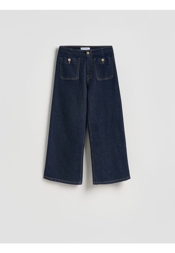 Reserved - Spodnie culotte - granatowy. Kolor: niebieski