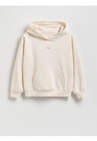 Reserved - Bluza z kapturem - kremowy. Typ kołnierza: kaptur. Kolor: kremowy. Materiał: bawełna, dzianina #1