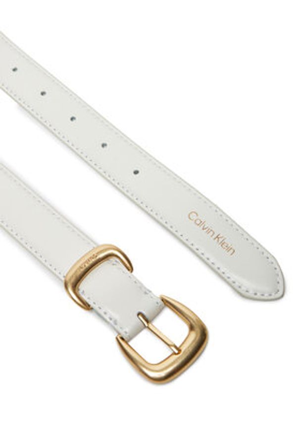 Calvin Klein Pasek Damski Sarah 2 Piece Logo Buckle Belt 25Mm LV04K7012G Biały. Kolor: biały. Materiał: skóra