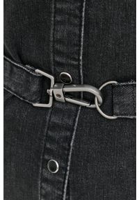 Patrizia Pepe sukienka jeansowa kolor szary mini dopasowana. Kolor: szary. Materiał: jeans. Długość rękawa: długi rękaw. Typ sukienki: dopasowane. Długość: mini #4