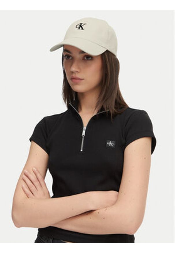 Calvin Klein Jeans Czapka z daszkiem Embroidered Monogram Cap LV04K5024G Biały. Kolor: biały. Materiał: bawełna
