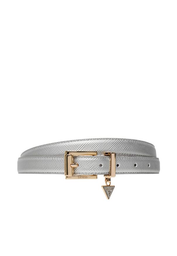 Guess Pasek Damski BW9256 P5325 Srebrny. Kolor: srebrny. Materiał: skóra
