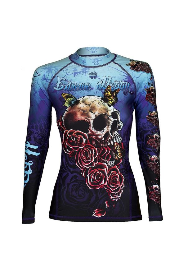 Koszulka sportowa damska Rashguard do MMA EXTREME HOBBY SKULL 2. Kolor: niebieski. Materiał: elastan, poliester. Długość rękawa: długi rękaw. Długość: długie. Sport: fitness