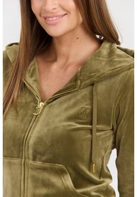 Juicy Couture - JUICY COUTURE Damska zielona bluza Robertson Gold, Rozmiar M. Okazja: na co dzień. Kolor: zielony. Materiał: materiał, poliester, elastan. Długość rękawa: długi rękaw. Długość: długie. Styl: casual #4