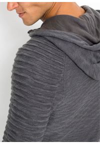 Sweter rozpinany z kapturem bonprix szary łupkowy. Typ kołnierza: kaptur. Kolor: szary. Materiał: materiał, bawełna, akryl. Długość: długie #5