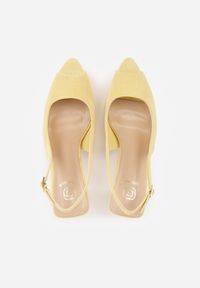 Born2be - Żółte Sandały na Szpilce z Odkrytą Piętą i Palcami Zitena. Okazja: na co dzień. Zapięcie: sprzączka. Kolor: żółty. Wzór: ażurowy. Obcas: na szpilce. Styl: casual, elegancki. Wysokość obcasa: średni #6