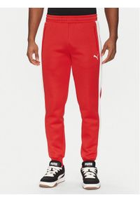 Puma Spodnie dresowe T7 Always On 629588 Czerwony Regular Fit. Kolor: czerwony. Materiał: bawełna