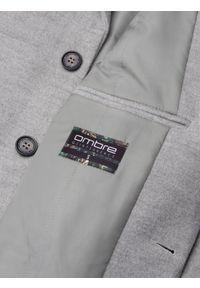 Ombre Clothing - Płaszcz męski klasyczny jednorzędowy - jasnoszary V4 C432 - XXL. Kolor: szary. Materiał: poliester. Sezon: wiosna. Styl: klasyczny #5